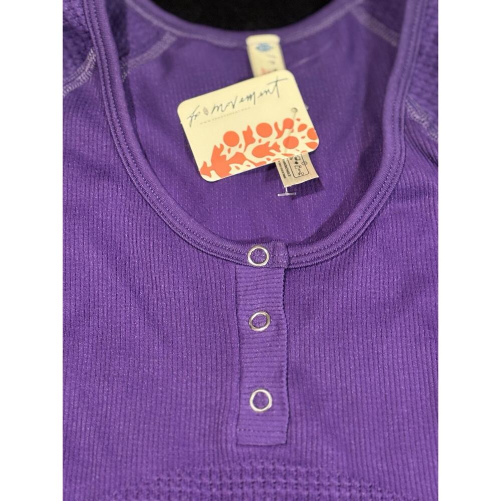 Free People Movement Top Womens M/L Long Sleeve Waffle Henley Pullover - Picture 3 of 4